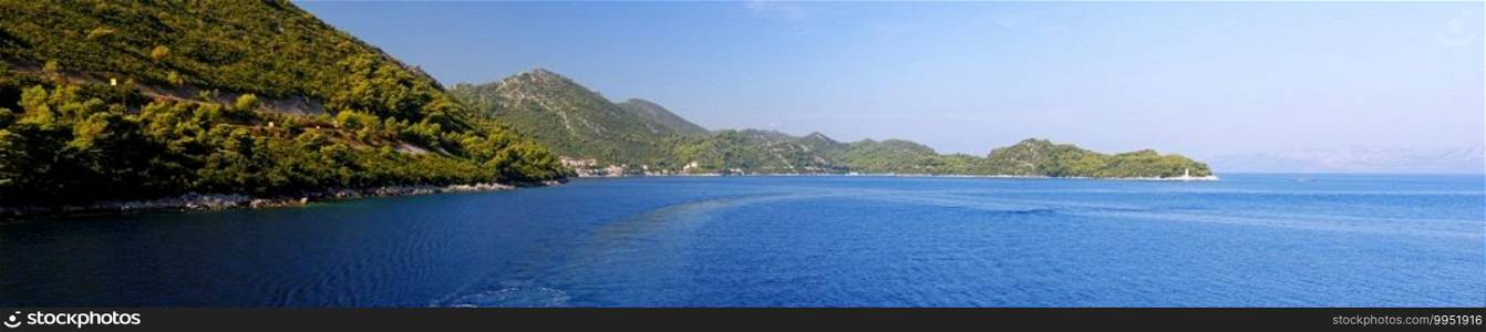 Sea coast of Mljet island in Croatia in Sobra bay