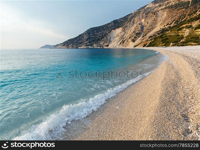 Sea evening view ( Myrtos Beach, Greece, Kefalonia, Ionian Sea).