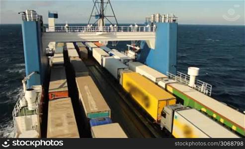 Sea ferry transports trucks