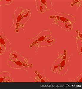 Sea Food Background. Red Omar Seamless Pattern. Sea Food. Red Omar Seamless Pattern