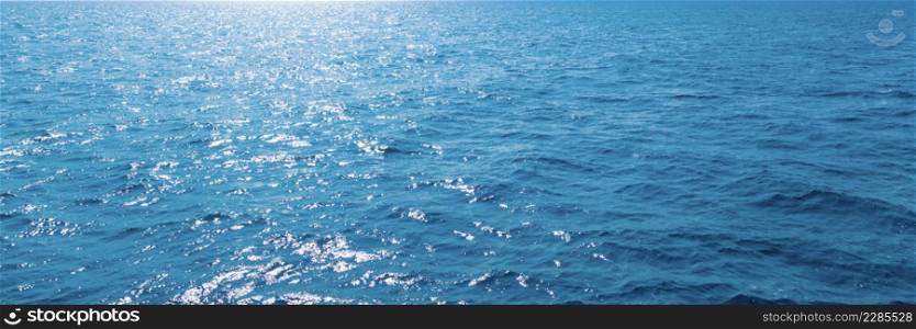 Sea horizon, blue ocean, water surface, reflection of the sun in the water