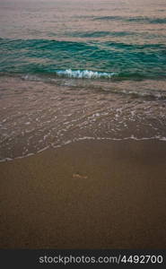 sea in the evening. Blue sea with waves in the evening