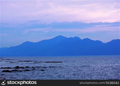 Sea, mountains and morning sky