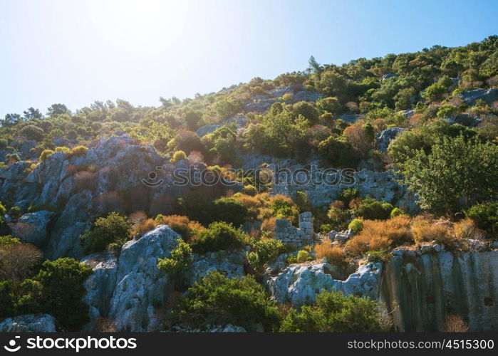 Sea, near ruins of the ancient city on the Kekova island, Turkey