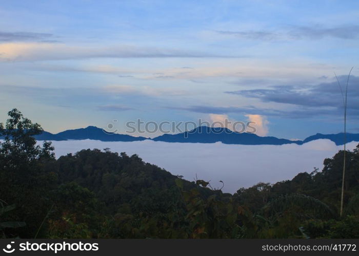 sea of fog with forests as foreground. This place is in the Kaeng Krachan national park, Thailand