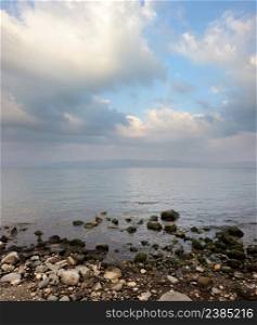Sea of Galilee (Kinneret), the largest freshwater lake in Israel. Lake Kinneret on the Sunrise