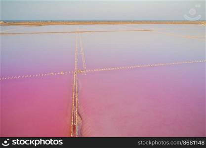 Sea salt aerial lake. Unique nature composition.