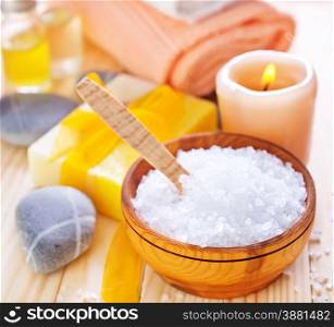 sea salt on a table, sea salt for bath
