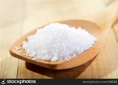 sea salt on wooden table
