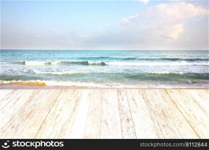 sea scape nature background with perspective plank