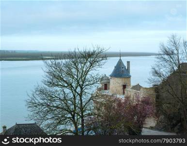 Sea spring view from walls of Mont Saint-Michel (France).