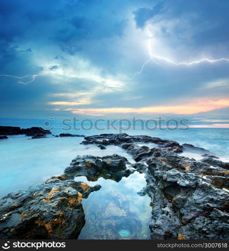 Sea storm. Composition of nature.