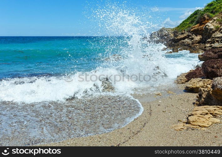 Sea summer view from beach (Greece, Lefkada, Ionian Sea).