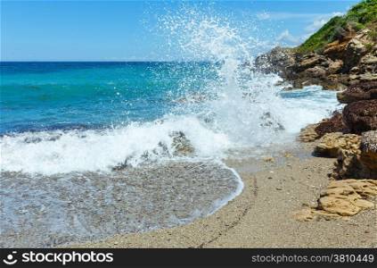 Sea summer view from beach (Greece, Lefkada, Ionian Sea).