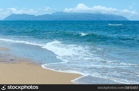 Sea summer view from beach (Greece, Lefkada, Ionian Sea).