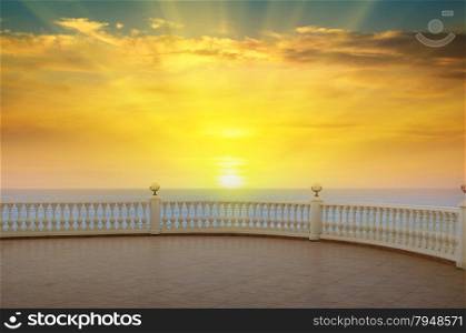 sea, sunrise and the beautiful promenade