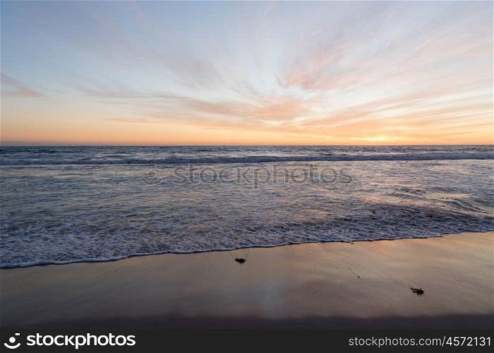 Sea sunset. Beautiful landscaped image of sunset over sea