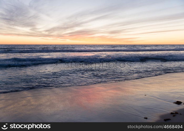 Sea sunset. Beautiful landscaped image of sunset over sea