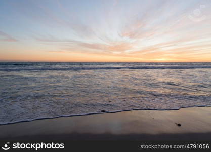 Sea sunset. Beautiful landscaped image of sunset over sea