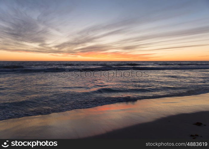 Sea sunset. Beautiful landscaped image of sunset over sea