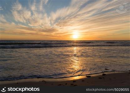 Sea sunset. Beautiful landscaped image of sunset over sea