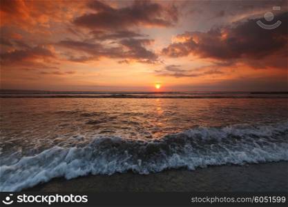 Sea sunset. Beautiful sunset with clouds over tropical sea