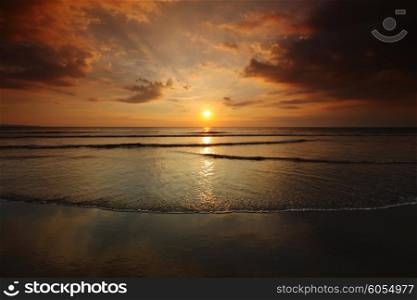 Sea sunset. Beautiful sunset with clouds over tropical sea