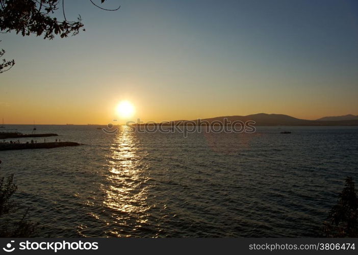 sea sunset.Dramatic evening sky on the sea. Black Sea, Russia, Gelendzhik.