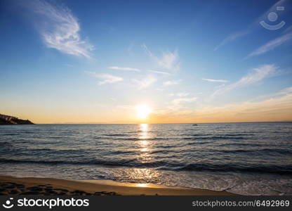 Sea sunset. Scenic colorful sunset at the sea coast. Good for wallpaper or background image.