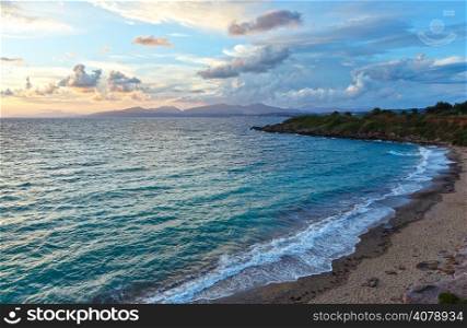 Sea sunset view from Mytikas Beach (Greece, Lefkada, Ionian Sea).