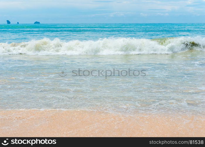 sea surf, beautiful beach with gentle sand, Krabi resort, Thailand