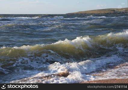 Sea surf great wave break on coastline