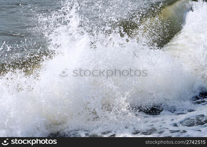 Sea surf great wave break on coastline