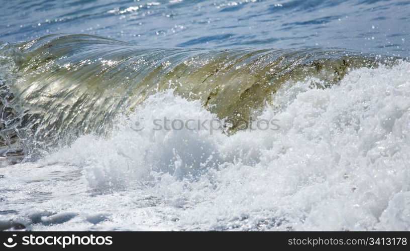 Sea surf great wave break on coastline