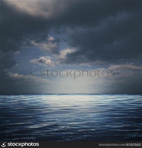 Sea surface under stormy skies, abstract natural backgrounds