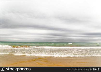 sea view on beach at cloudy day