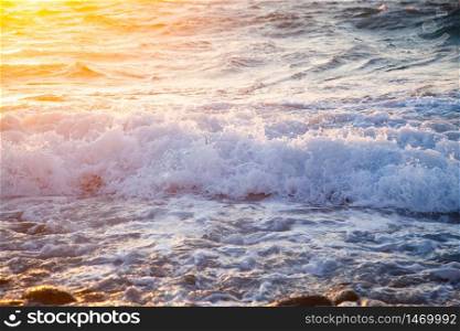 sea waves at sunset summer holiday background