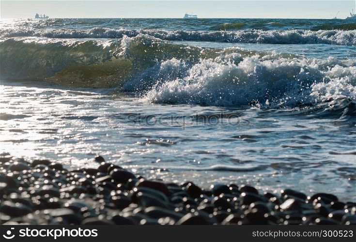 sea waves, Baltic sea, sea storm. sea storm, sea waves, Baltic sea