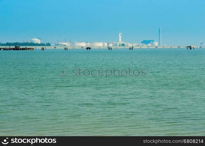 sea with electrical power plant , Rayong, Thailand