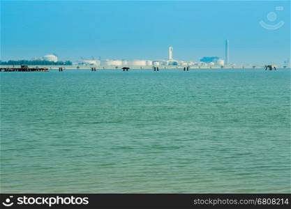 sea with electrical power plant , Rayong, Thailand