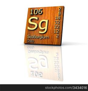 Seaborgium Periodic Table of Elements - wood board - 3d made