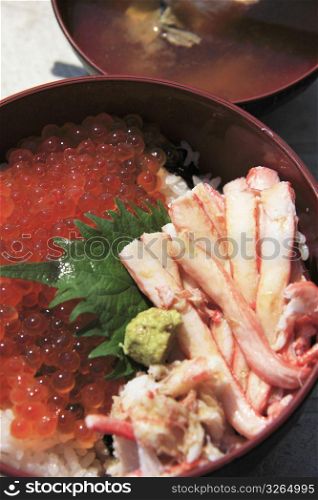 Seafood and rice bowl