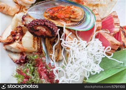 seafood mix. Assortment of seafood mix dish