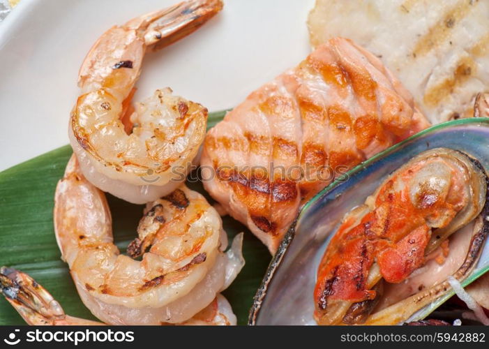 seafood mix dish. Assortment of seafood mix dish