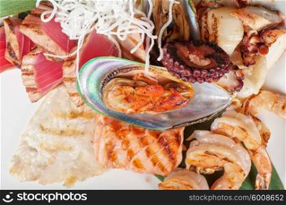 seafood mix dish. Assortment of seafood mix dish