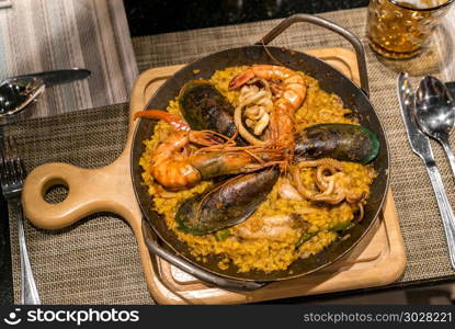 Seafood Paella Rice. Paella seafood rice, groumet spanish food