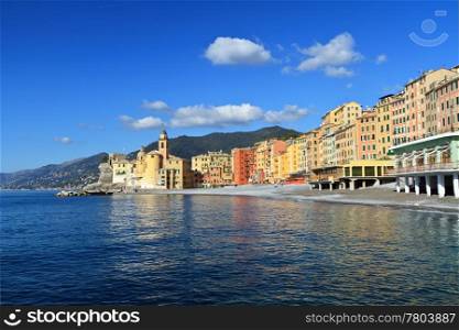 seafront of Camogli, famous small town in Liguria, Italy