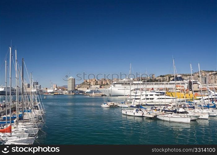 seafront of Genoa from the marina, Italy