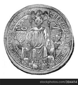 Seal of Henry IV, vintage engraved illustration. Colorful History of England, 1837.