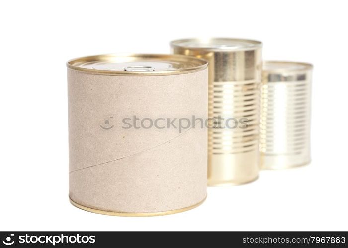 sealed metal cans isolated on white background